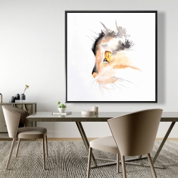 Encadré 48 x 48 - Profil d'un chat à l'aquarelle