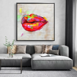 Framed 48 x 48 - Colorful lips