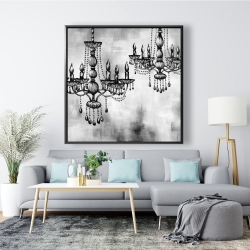 Framed 48 x 48 - Two crystal chandeliers