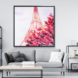 Framed 48 x 48 - Pink eiffel tower