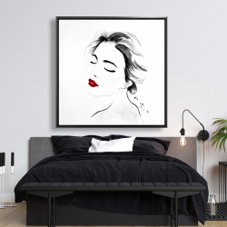 Encadré 48 x 48 - Portrait de dame sereine en noir