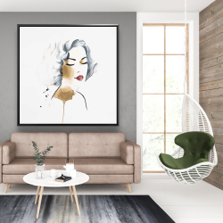 Framed 48 x 48 - Classic woman watercolor