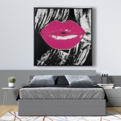 Framed 48 x 48 - Pink glossy lips
