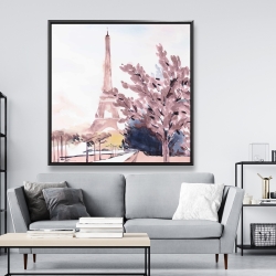 Framed 48 x 48 - Paris & eiffel scene