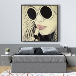 Framed 48 x 48 - Pink lips