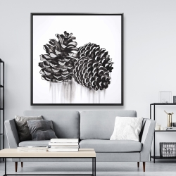 Framed 48 x 48 - Three small pine cones