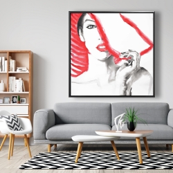 Framed 48 x 48 - Woman with big hat