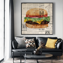 Framed 48 x 48 - Vintage style all dressed cheeseburger