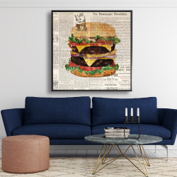 Framed 48 x 48 - Vintage style all dressed double cheeseburger