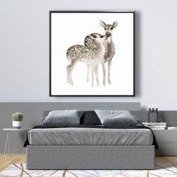 Framed 48 x 48 - Sepia fawns love