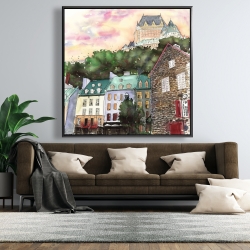 Framed 48 x 48 - Château frontenac in the petit champlain