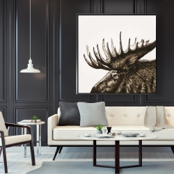 Framed 48 x 48 - Moose plume sepia