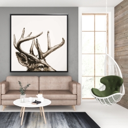 Framed 48 x 48 - Roe deer plume sepia