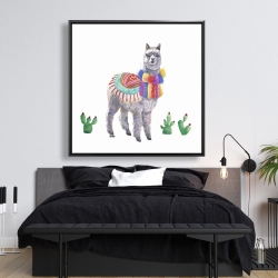 Framed 48 x 48 - Traditional peruvian lama