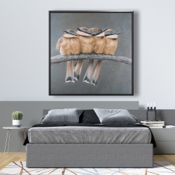 Framed 48 x 48 - Four birds on a branch