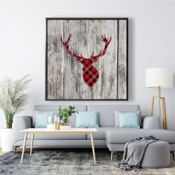 Framed 48 x 48 - Wood and deer