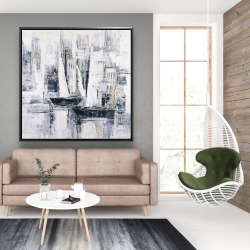 Framed 48 x 48 - Industrial style sailboats