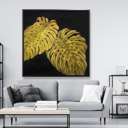 Encadré 48 x 48 - Feuille monstera doré