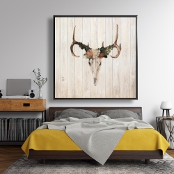 Framed 48 x 48 - Mule deer skull with roses