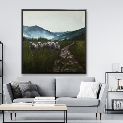Encadré 48 x 48 - Moutons à la campagne