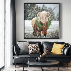 Framed 48 x 48 - Highland christmas cow