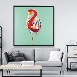Framed 48 x 48 - Colorful abstract flamingo