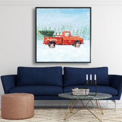 Framed 48 x 48 - Christmas tree truck