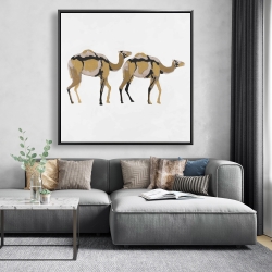 Framed 48 x 48 - Two abstract dromadars