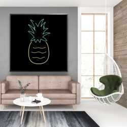 Framed 48 x 48 - Neon pineapple