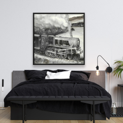 Framed 48 x 48 - Vintage passenger locomotive 