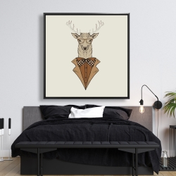 Framed 48 x 48 -  deer with brown coat