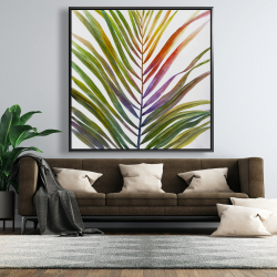 Framed 48 x 48 - Watercolor tropical palm leave