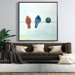 Framed 48 x 48 - Perched abstract birds