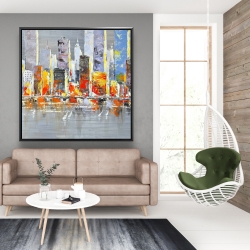 Framed 48 x 48 - Color splash cityscape