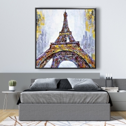 Framed 48 x 48 - Abstract paint splash eiffel tower