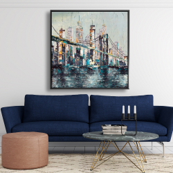 Framed 48 x 48 - Abstract and texturized bridge