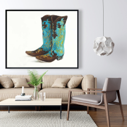 Framed 48 x 60 - Blue cowboy boots
