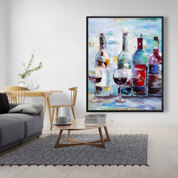 Framed 48 x 60 - Four bottles of wine