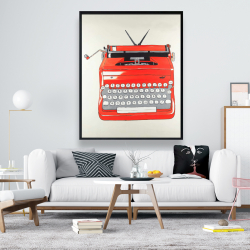 Framed 48 x 60 - Red typewritter machine