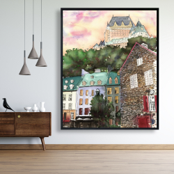 Framed 48 x 60 - Château frontenac in the petit champlain