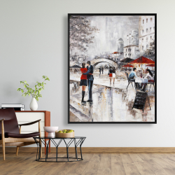 Framed 48 x 60 - Young couple hugging in the street