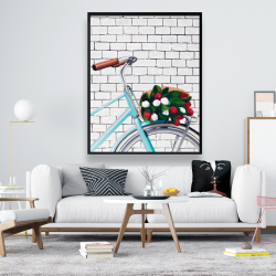 Framed 48 x 60 - Bicycle with a bouquet of tulips