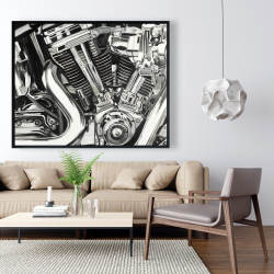 Framed 48 x 60 - Mechanism of a motorcycle
