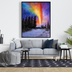 Framed 48 x 60 - Aurora borealis in the forest