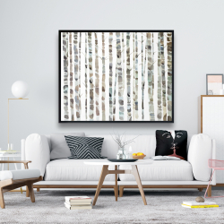 Framed 48 x 60 - Watercolor birch tree forest