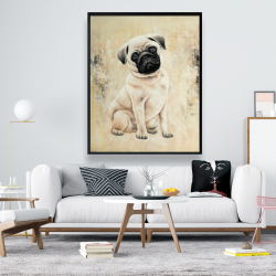 Framed 48 x 60 - Small pug dog