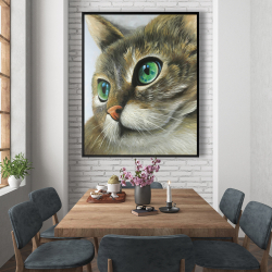 Framed 48 x 60 - Peaceful cat portrait