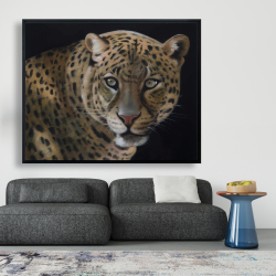Framed 48 x 60 - Realistic fierce leopard
