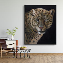 Framed 48 x 60 - Realistic fierce leopard