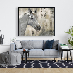 Framed 48 x 60 - Rustic white horse